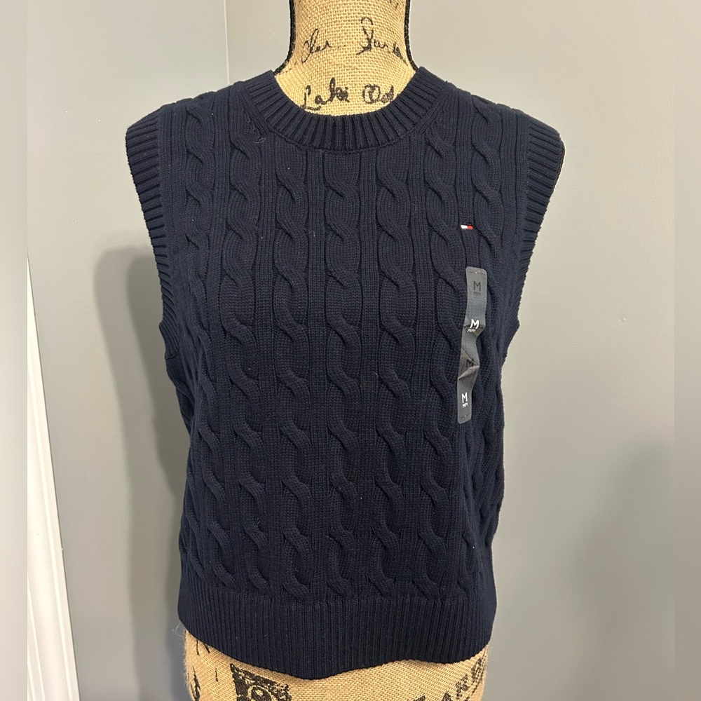 Tommy Hilfiger Navy Blue Logo Sleeveless Sweater Vest